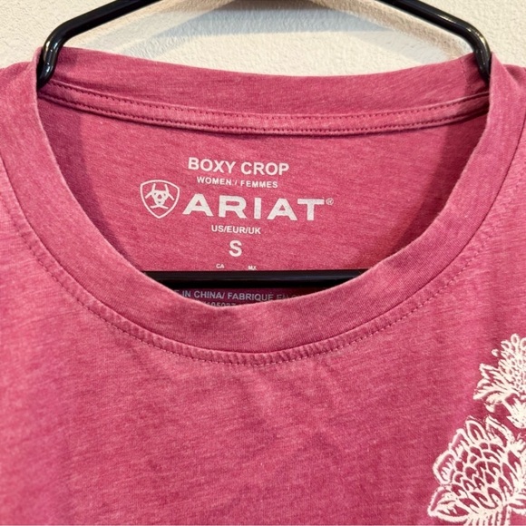 Ariat Rosy Pink Boxy Crop Tee Western Graphic Size S NWOT - Picture 4 of 7